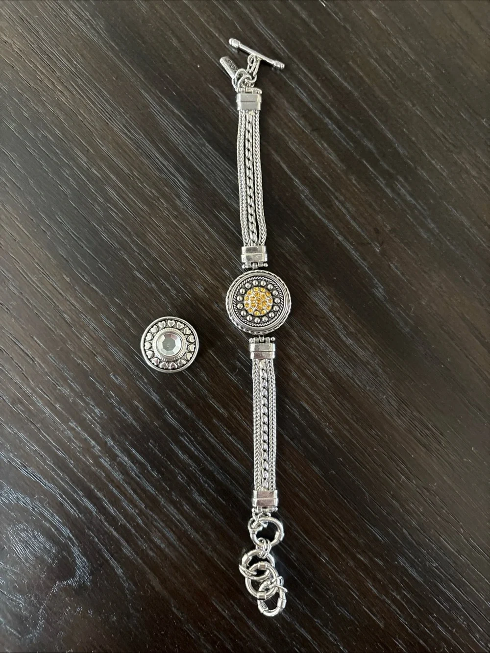 Ginger Snaps Silver Snap Button Bracelet with 2 snaps Women’s Adjustable Jewelry